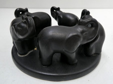 VINTAGE BLACK STATUE OF ELEPHANT DECORATIVE FIGURINE SCULPTURE