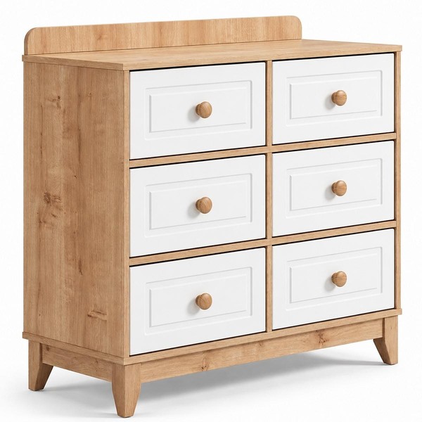 Skandinavische Kinderkommode Aus Hellem Holz Mit WeißEn Schubladen-image