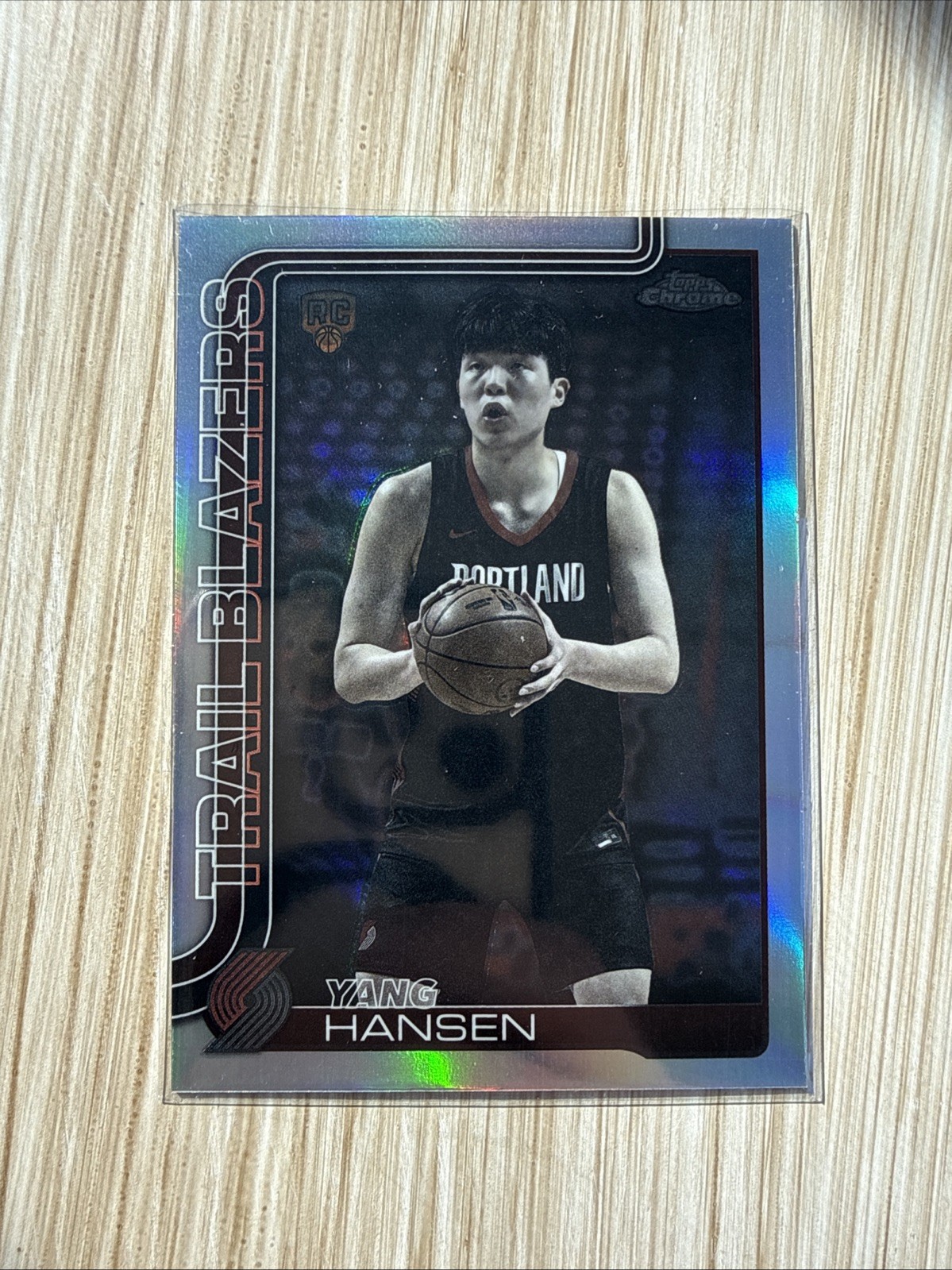 2025-26 Topps Chrome Yang Hansen Rookie Negative Refractor #266 Trail Blazers