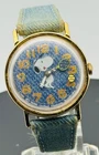 Vintage Peanuts Snoopy Tennis Wind Up Watch 34mm Gold Tone Original Denim Band
