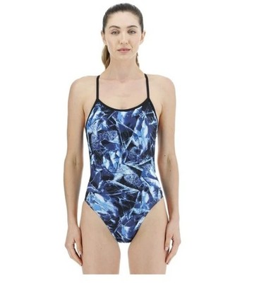 Tyr Women's Durafast Elite  Crosscut Tieback Reflecta Blue Size 28 New