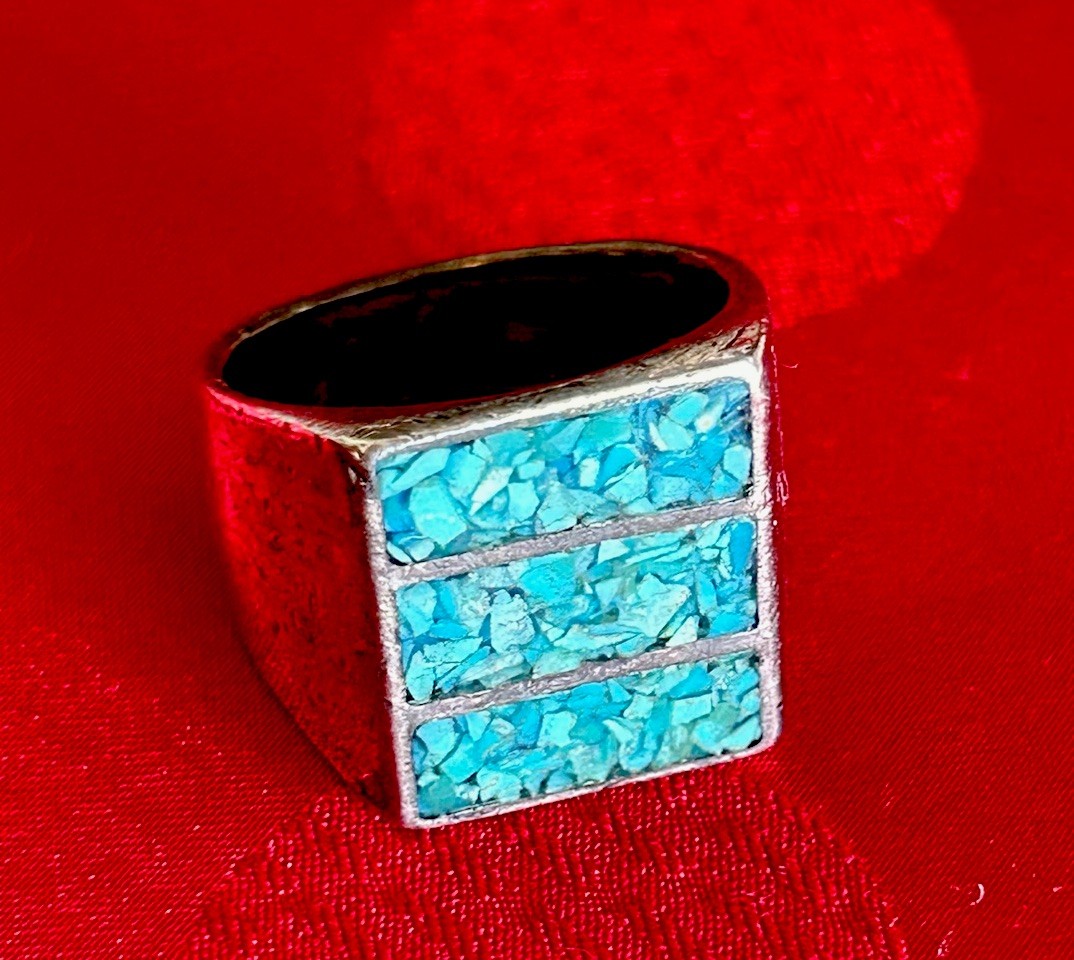 Turquoise Ring Sterling Silver Native Vintage 197… - image 1