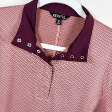Kerrits Polo Shirt Top Womens Medium Pink Snap Up S/S Performance Breathable
