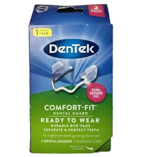 DenTek Comfort-Fit Dental Guard For Night Time Teeth Grinding 2 Pack with Case
