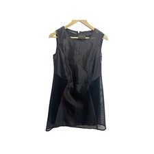 112 Mountainyan Black Layered Cocktail Dress M Sleeveless Slip Formal Mini