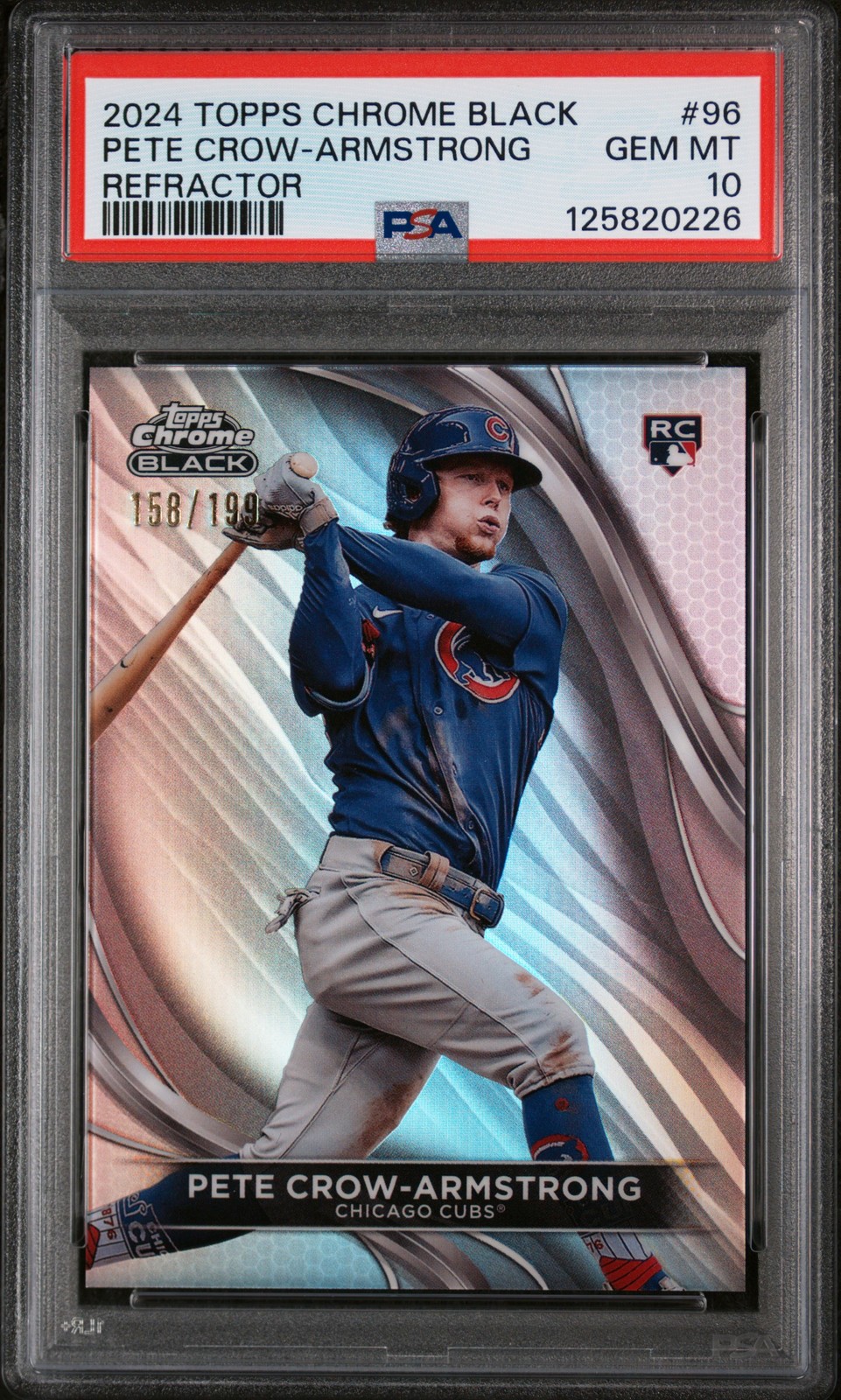 2024 TOPPS CHROME BLACK REFRACTOR #96 PETE CROW-ARMSTRONG 158/199 PSA 10