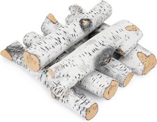 Gas Fireplace Logs Set, Ceramic White Birch W...