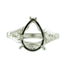 925 Sterling Silver 2.5mm Round Semi Mount Three-Stone Ring For Engagement Ring