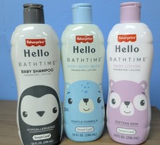Set of 3 Fisher-Price Baby Hello Bathtime Products Shampoo, Body Wash, Lotion