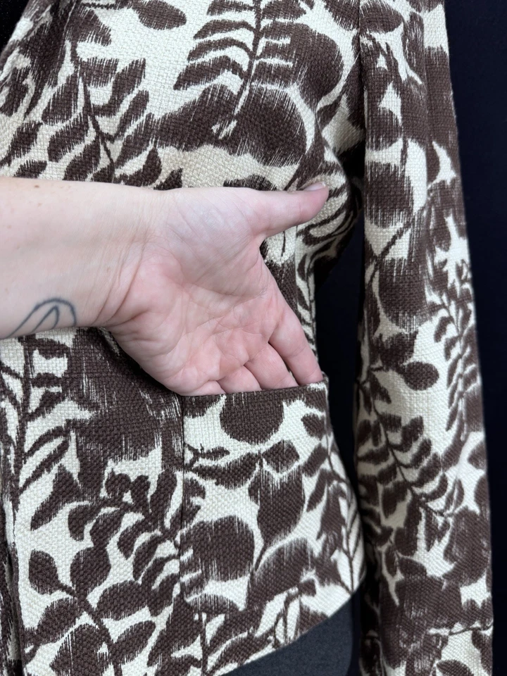 VTG Jones Wear Women’s Blazer Cotton Brown Floral Business Old Money Chic Sz 8 - Image 3 of 4