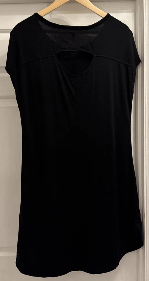 Vestido Smartwool Negro Lana Merino Cerradura Espalda Manga Corta Mujer’s Talla Grande Foto 2 de 4