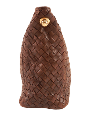 Vintage Bottega Veneta Brown Leather Intrecciato Woven Crossbody