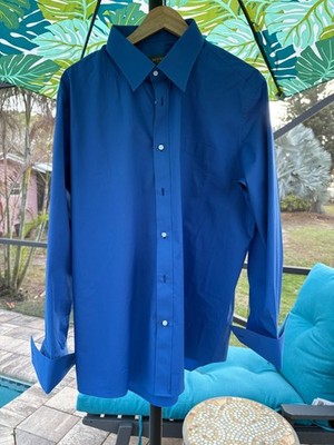 Hockerty NWOT Cobalt Blue Poplin Dress Shirt 18.5 35/36 XXL French Cuff