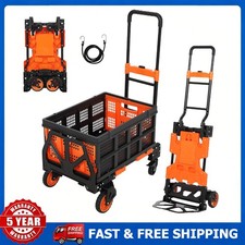 Multifunctioal Folding Hand Truck 330LB Heavy Duty Dolly Cart W/Foldable Basket