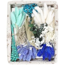 120 Pcs DIY Natural Dried Flower Set Bulk Mini Dried Flowers for Crafts Blue