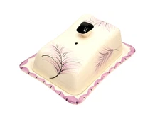 VTG AVON WARE Hand Painted ART DECO/NOUVEAU Feathers Cheese/Butter Dish ENGLAND