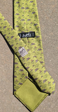 Hermes Green Silk Hippo and Bird Tie Style 5271 SA