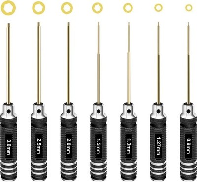 7Pcs HSS Screwdriver Hex Hexagon Driver Set 0.9mm - 3.0mm Allen Wrench Kit