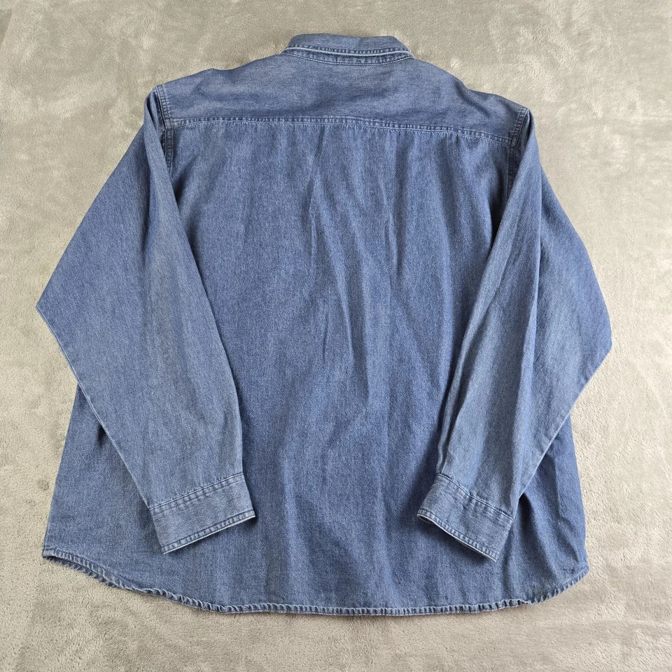 Camisa Denim Catalina 2009 Para Hombres XXL Azul Harvard Cuadrada Manga Larga Cambray Trabajo Foto 3 de 4