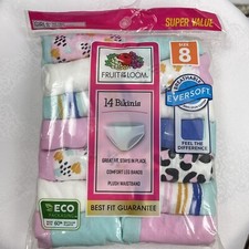 Fruit Of The Loom Girls 14 PK MultiColor EverSoft Cotton Bikini Tagless SZ 8 New