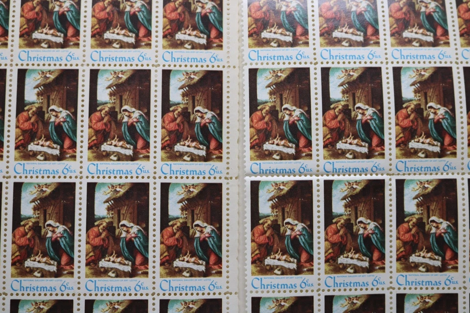 National Gallery of Art 6 Cent Christmas Stamp Sheet Plate Block 32 Stamps Total - Image 3 of 3