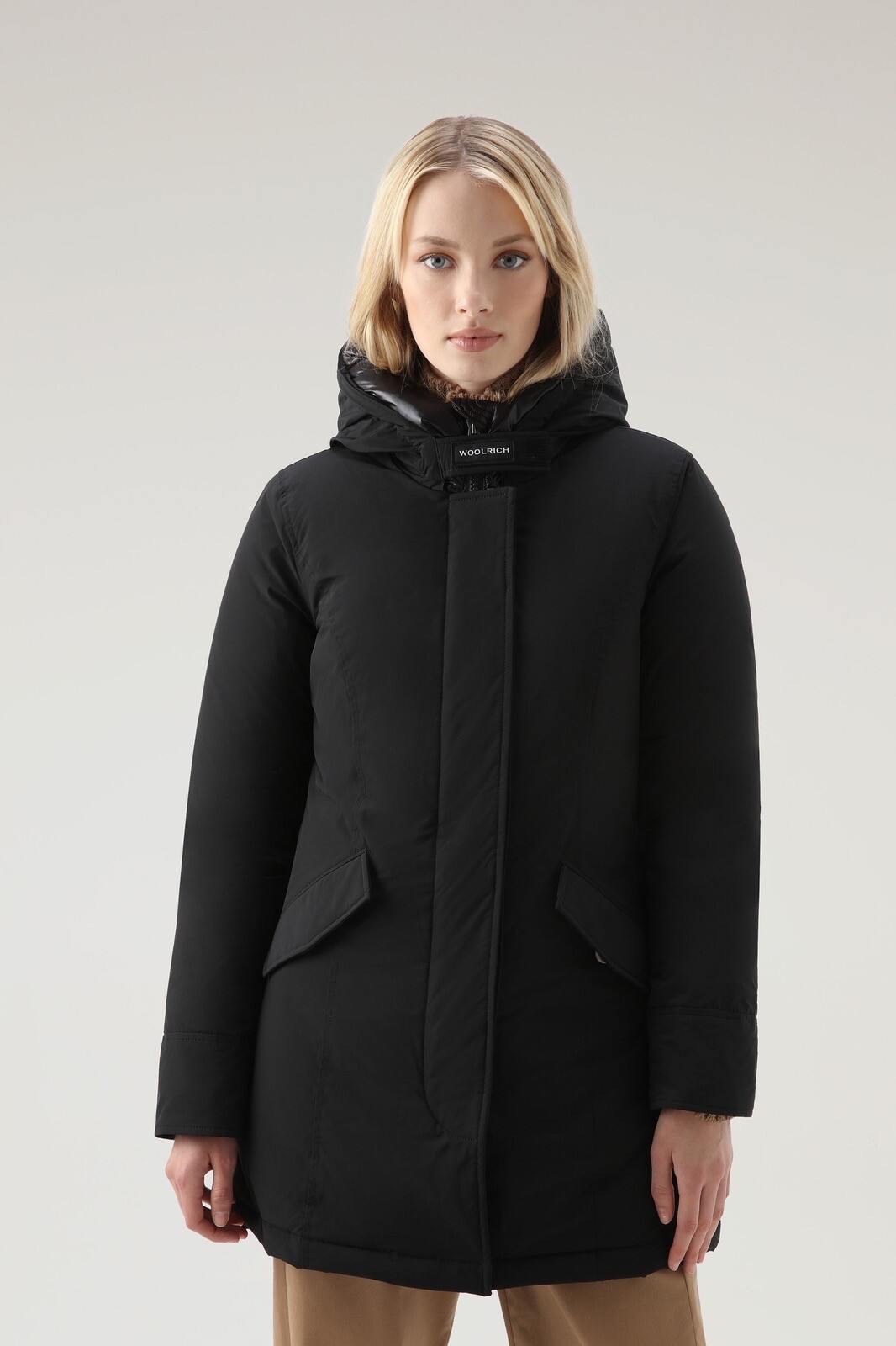 $925 NWT WOOLRICH Women's Arctic Down Parka In Urban Touch Black Coat Jacket L