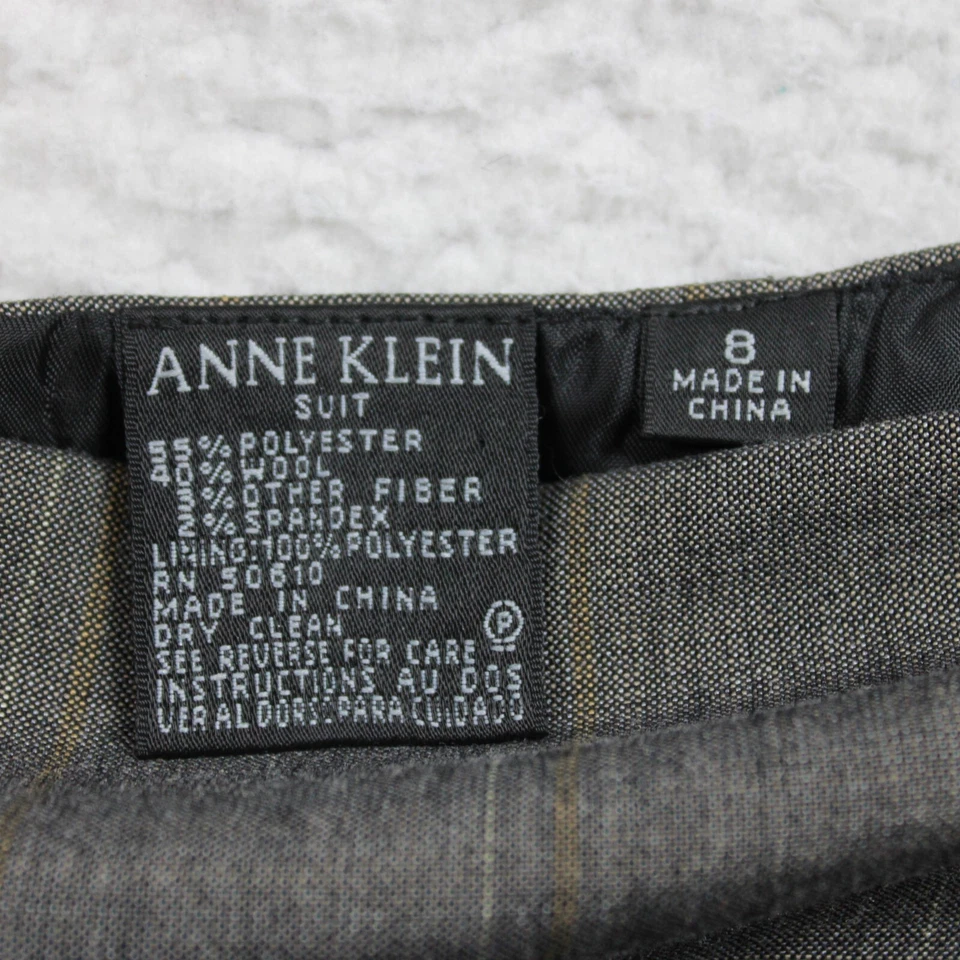 Traje Anne Klein para mujer falda lápiz talla 8 gris a rayas Foto 2 de 4