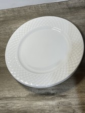 Mikasa Trellis Bone China White 9” Salad Plates, Set of 4 NEW!!
