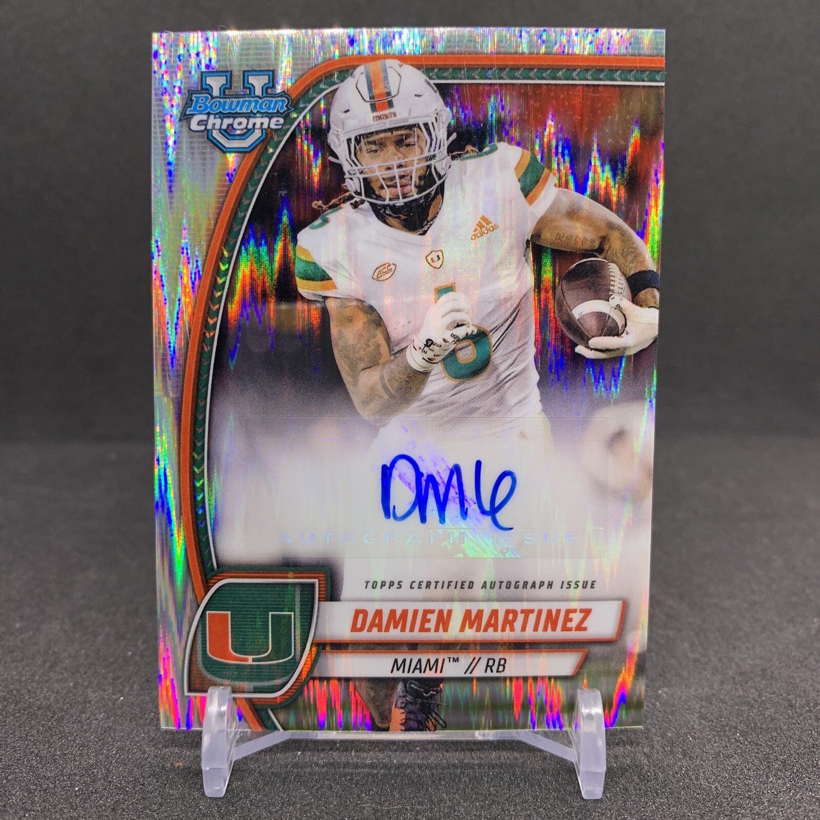 Damien Martinez 2024 Bowman Chrome U Stealth Refractor Auto #PA-DMA Hurricanes
