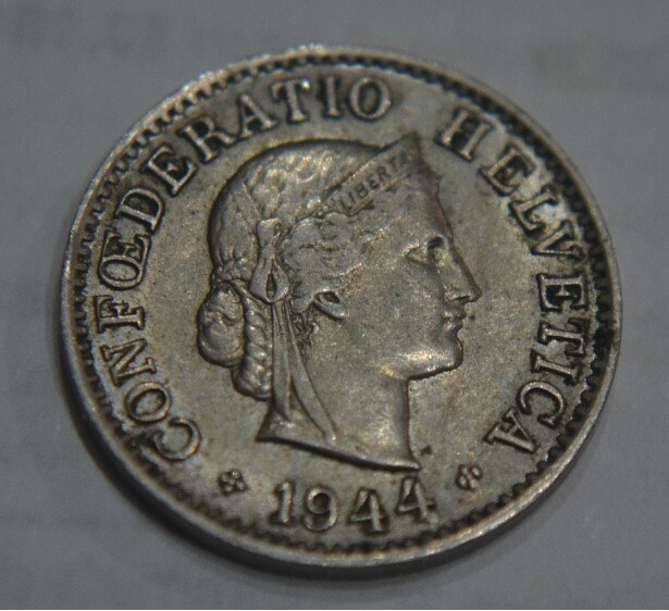 5 Rappen Confoederatio Helvetica from Switzerland 1944 (82 years old)
