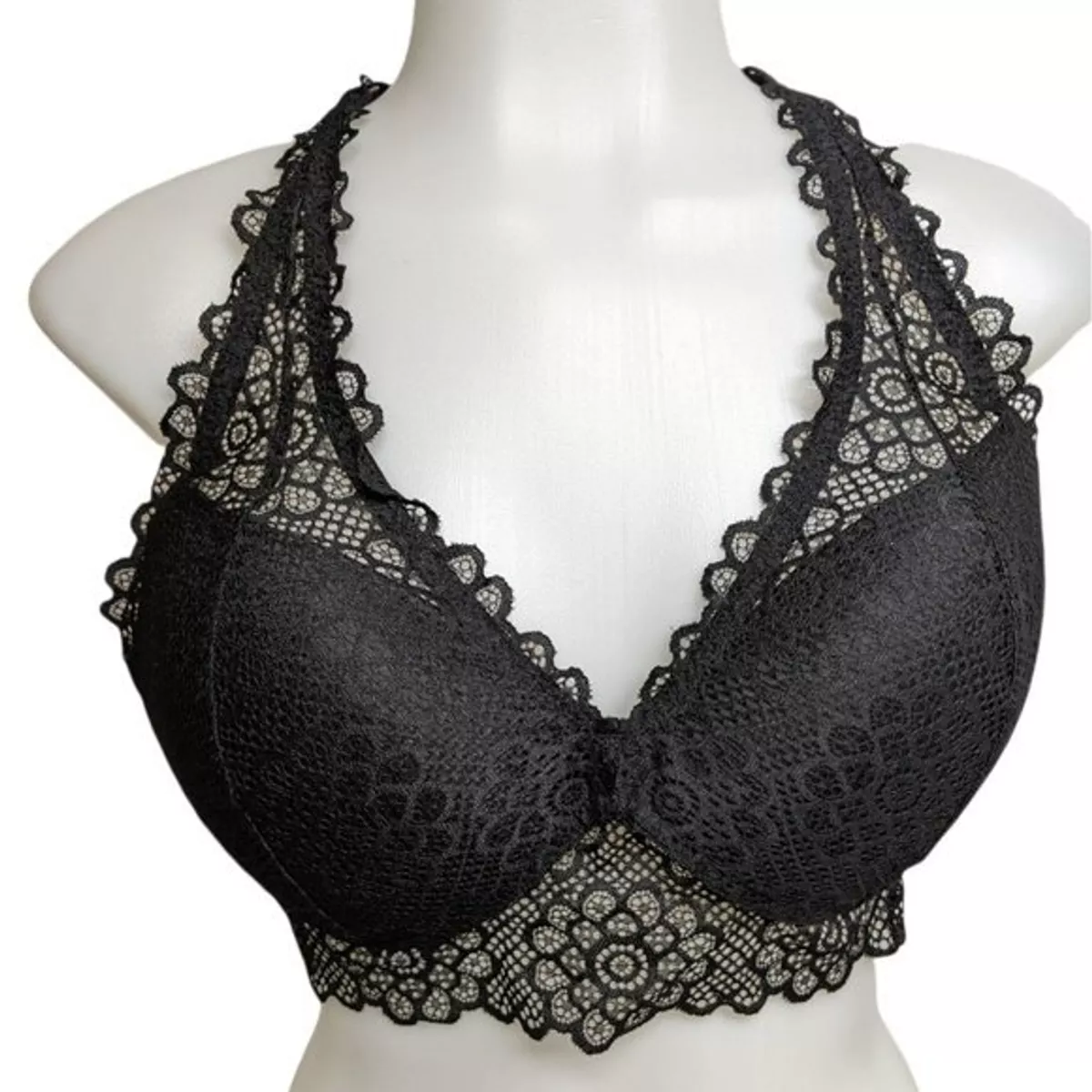 Lace Gilly Hicks Sydney Bralette Halter Crop Top Padded Black L