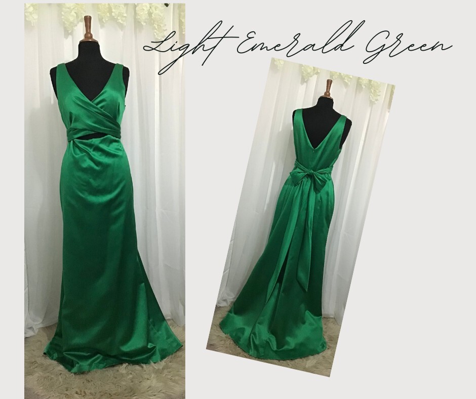 Dessy Collection Shamrock Green Size 12 Prom dress with cut out and Bow |  eBay UK
