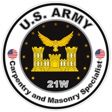 US Army Carpentry and Masonry Specialist Bumper Sticker Military Decal 5"