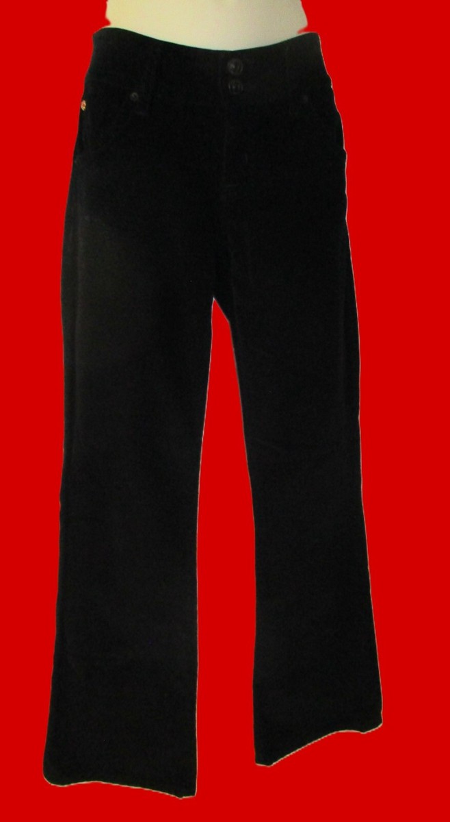 Hudson, Velvety Black Thin Corduroy Boot Cut Pants, 5-Pocket