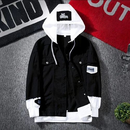 Men's Hooded Denim Jacket Hip Hop Jeans Coat Casual Outerwear Hoodies Tops - Bild 1 von 27