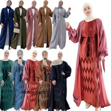 Kimono Women Muslim Abaya Maxi Dress Open Cardigan Dubai Islamic Arabic Ramadan