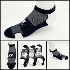 Russell 9 Pair Men’s Athletic Low Cut Socks Dri-Power 360 Sz 11-15 White/Black