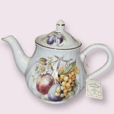 Arthur Wood Teapot with Fruit & Blossom 6364 Fine Ceramic Staffordshire England