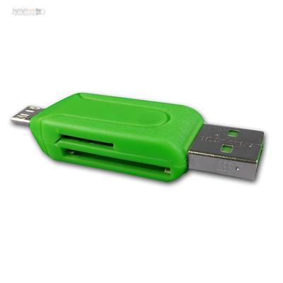 OTG microSD USB Cardreader Kartenleser für Smartphone Tablet SDHC Card grün SD