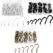 90 Pcs Ceiling Hooks, Hanging Hooks Kit, 6 Sizes Screw-in Hooks Stainless Steel
