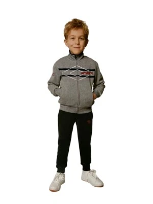 Tuta Umbro Bambino In Cotone Felpato 100% Sportiva Invernale Chiusura Con Zip