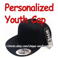 Personalized Kids Youth Snapback Snap Back Cap Hat  BLACK  