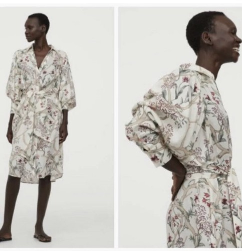 floral Linen shirt Dress wrap floral 