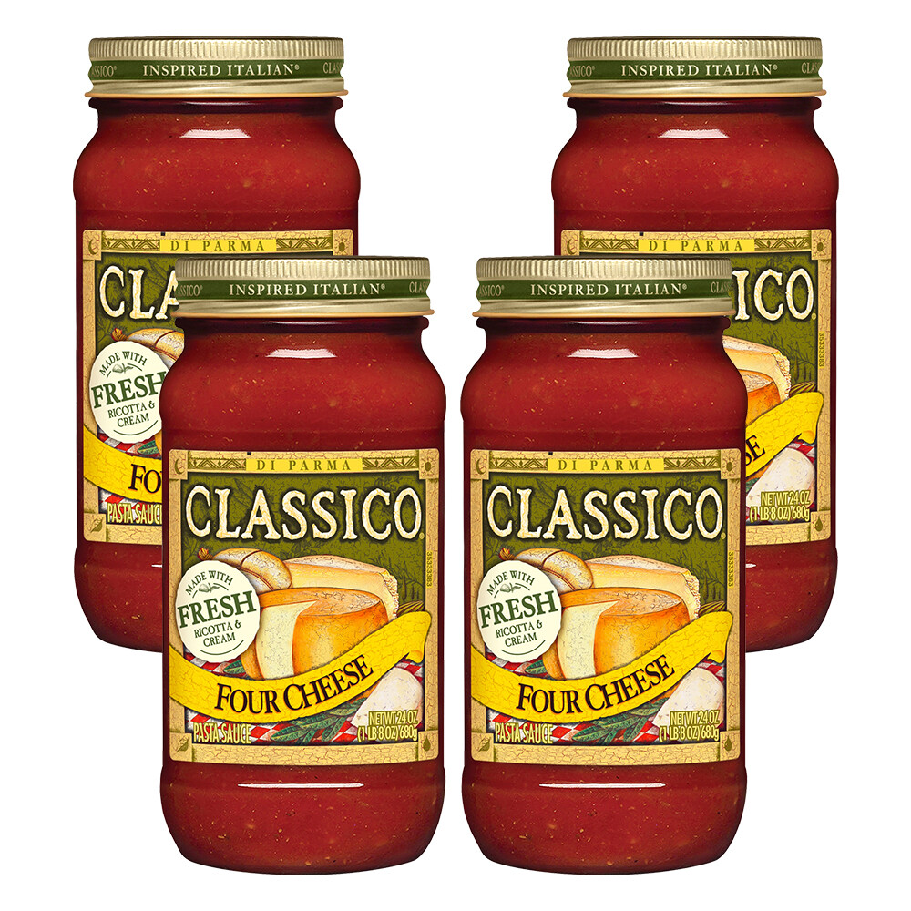 4 Pack Classico Tomato Sauce Basil Pasta 24 Oz Jar Italian Flavor Fresh