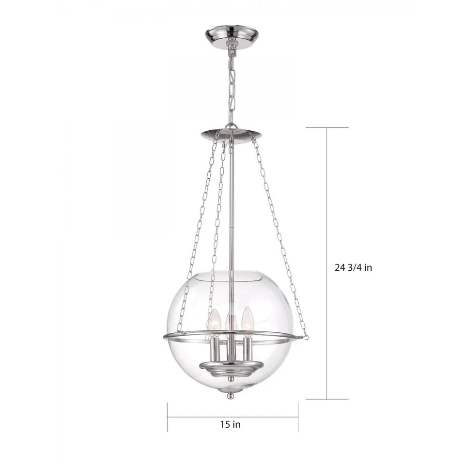 NUVO 60-6952 - Odyssey - Colgante de 3 luces - con vidrio transparente - Níquel pulido Foto 4 de 4