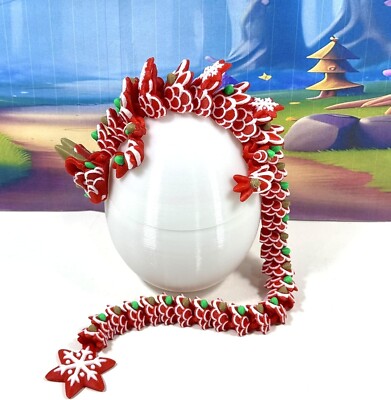 3D Printed Dragon with Egg, Articulated Ginger Bread Dragon, Fidget ADHD  Toy