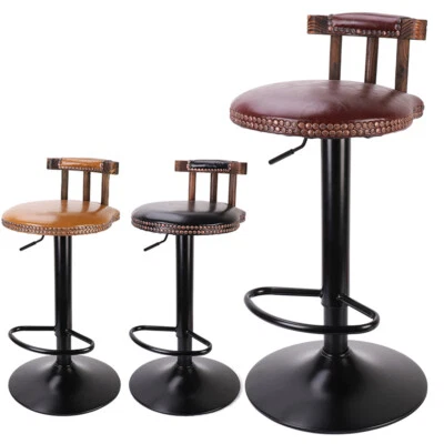 UNHO 2Pcs Industrial Rustic Swiel Gas Lift Foot Counter Bar Pub Stool Cafe Bar Chairs