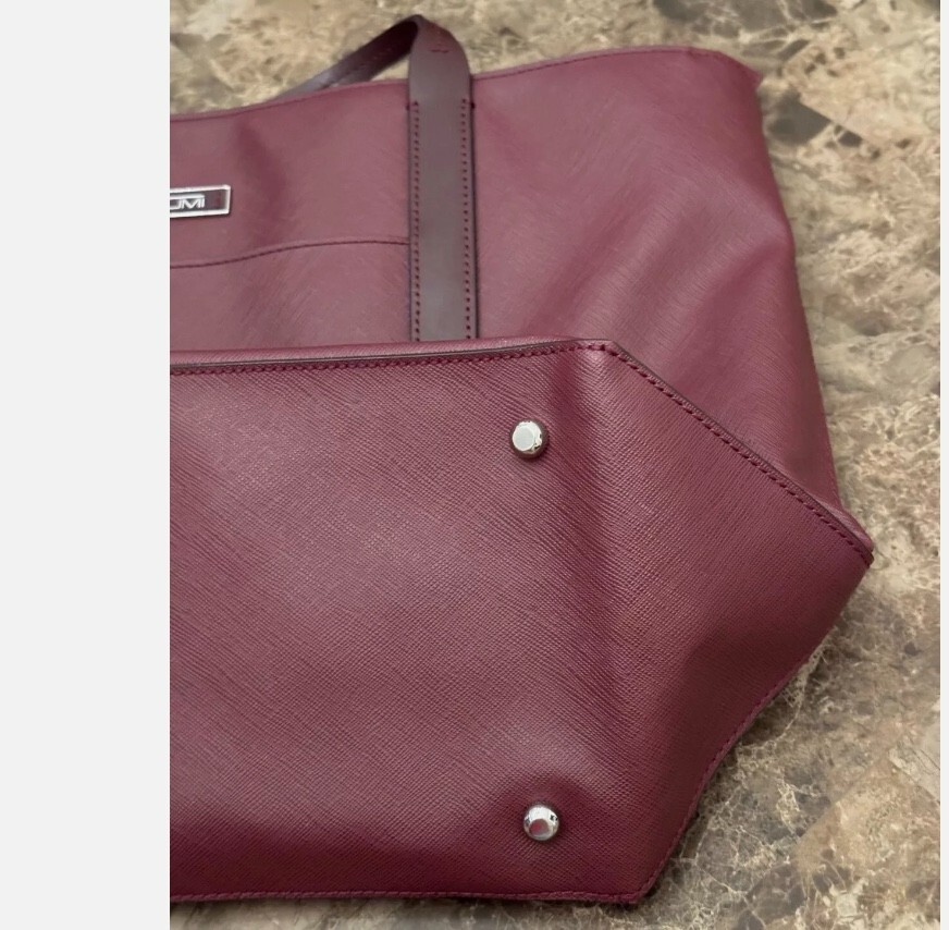 TUMI Voyageur Wine Burgundy Leather Tote Bag Purse Travel Business Work