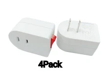 4 Pack 1 Port Wall Outlet 2 Prong AC Power Adapter Plug With On/off Switch 