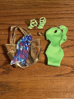 Barbie Basics Collection 003 Model Muse Green Swimsuit Bag Shoes & Bracelet